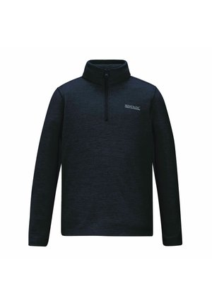 Ciemnogranatowy polar z zamkiem na ćwierć długości, długimi rękawami, stójką oraz małym logo "Regatta Great Outdoors" na piersi.