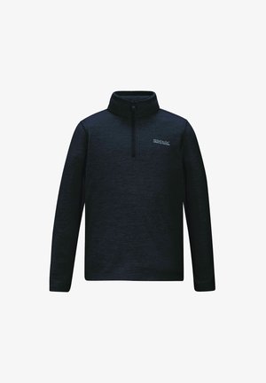Ciemnogranatowy polar z zamkiem na ćwierć długości, długimi rękawami, stójką oraz małym logo "Regatta Great Outdoors" na piersi.