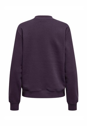 Paarse crewneck sweatshirt gemaakt van zachte stof, met lange mouwen en een geribde zoom. De achterkant is eenvoudig zonder zichtbare logo's of ontwerpen.