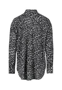 Langarmshirt in schwarz-grauem Leopardenmuster, mit Kragen, geknöpften Manschetten und einem abgerundeten Saum sowie einer leicht lockeren Passform.