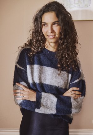 Saint Tropez, TAYZIESZ PULLOVER - Pullover - navy grey melange stripe