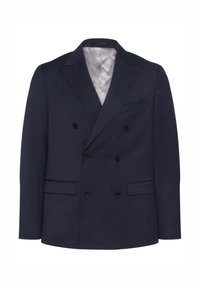 Mornarska dvoredna jakna od teksturiranog materijala. Ima dva prednja džepa, šest crnih dugmadi i rever s rezom. Podstavljena unutrašnjost.