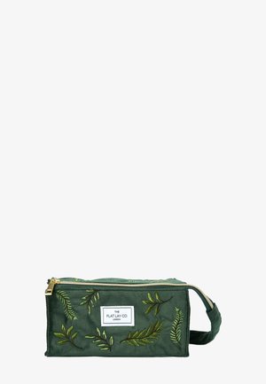 The Flat Lay Co. FLAT LAY MAKEUP BOX BAG - Toilettas - green leaves embroidered velvet