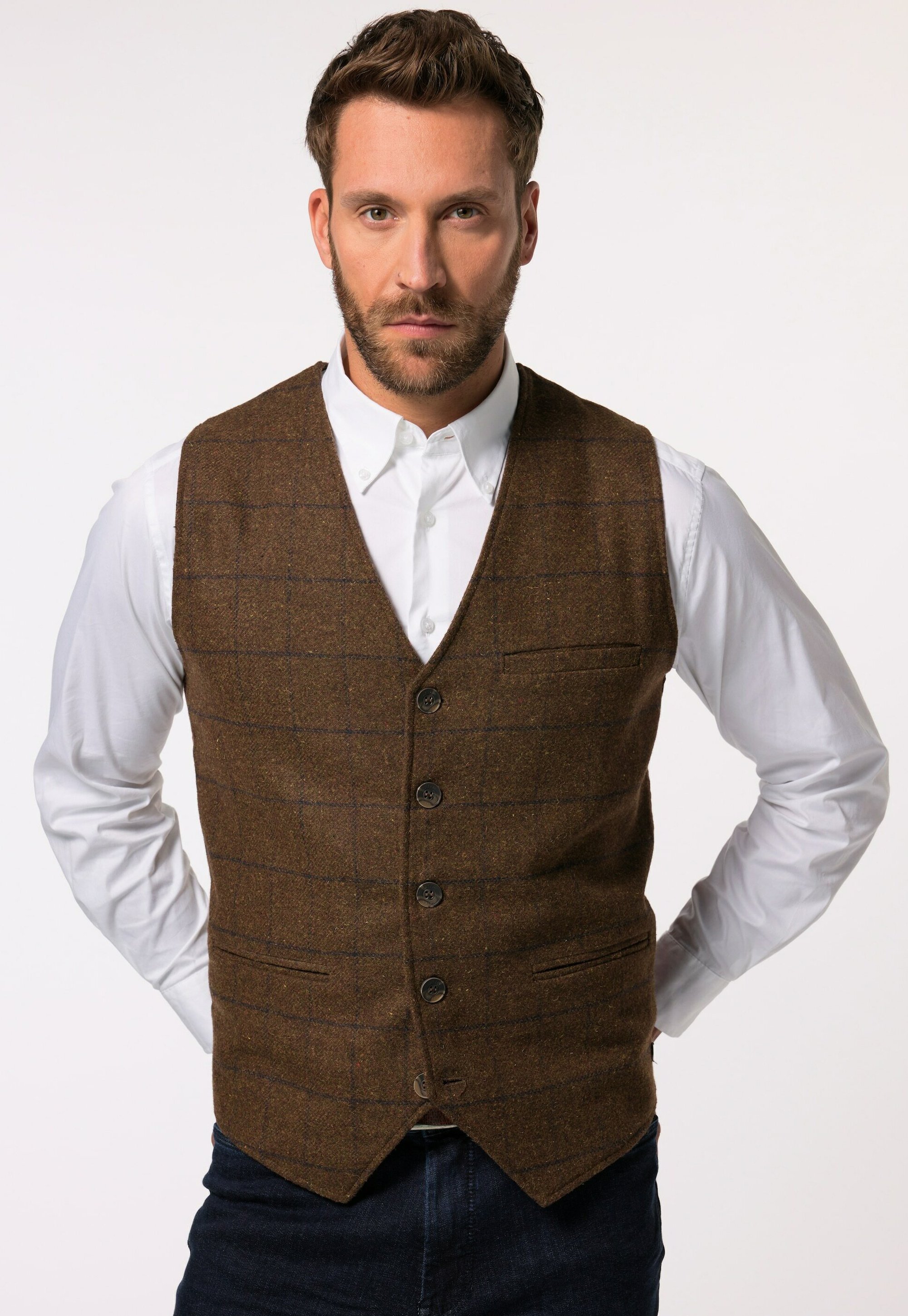 Gilet de costume en lin marron Father