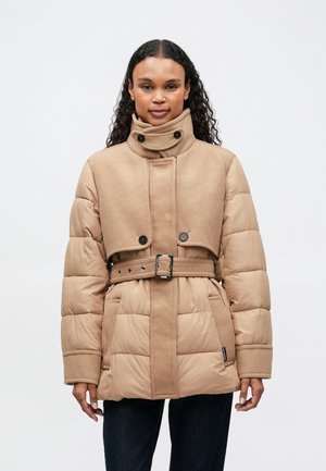 MIX MEDIA SHORT PADDED COAT - Zimní kabát - nougat