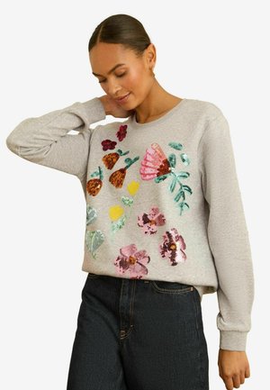 Sweatshirt - grey floral sequin