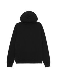 Μαύρο φούτερ με κουκούλα, μακριά μανίκια, ριμπ τελείωμα και απαλό, λείο ύφασμα με απλό και μινιμαλιστικό σχέδιο.