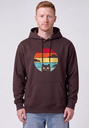 watapparel, RETRO SUNSET CAT UNISEX - Hoodie - red brown