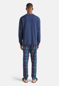 United Colors of Benetton MIX AND MATCH DYED CHECK SOLID COLOUR WITH GRANDAD BUTTONED NECK SET - Pyjama - blue