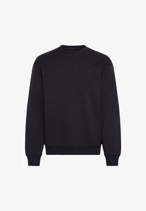 Must must, mis on valmistatud puuvilla segust, ringikujuline kaelus, soonikkoes varrukad ja hem ning väike logo rinnal.