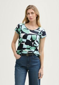 TOM TAILOR T-shirt print - green dots and shapes design