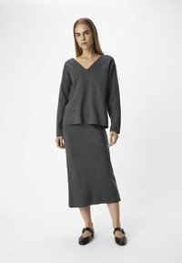Object OBJREYNARD V-NECK - Maglione - dark grey melange