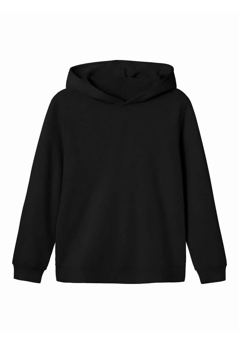 Felpa nera con un ampio cappuccio regolabile. Presenta maniche lunghe e un orlo dritto. Realizzata in morbido tessuto testurizzato con una vestibilità casual.