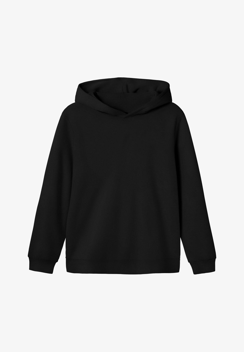 Felpa nera con un ampio cappuccio regolabile. Presenta maniche lunghe e un orlo dritto. Realizzata in morbido tessuto testurizzato con una vestibilità casual.