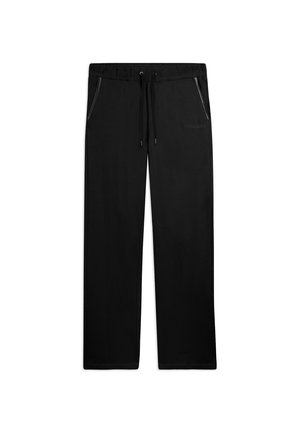 Pantaloni neri a gamba dritta con vita elastica, coulisse, due tasche laterali e sottile logo "FREDDY" sulla coscia anteriore destra.