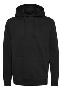 Sudadera negra de mezcla de algodón, con un bolsillo frontal, capucha con cordón y un sutil logotipo de la marca en color a juego en el pecho.