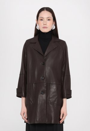 PETRA - Leather jacket - chocolate