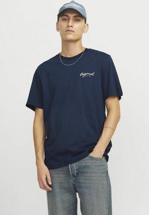Jack & Jones RUNDHALS - T-shirt med print - navy blazer