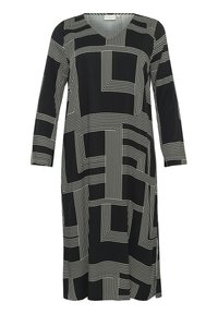 Kaffe Curve DONNA - Robe de jour - black beige graphic lines