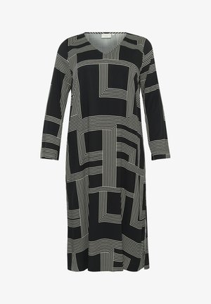 Kaffe Curve DONNA - Denní šaty - black beige graphic lines