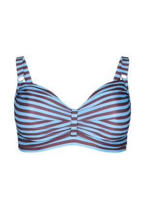 Zizzi UNDERWIRED BIKINI BRA WITH PRINT - Haut de bikini - bluebrown stripe aop