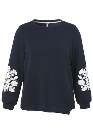 AUSGEFALLENES 3/4-ARM SWEATSHIRT MIT STICKEREI - Sweatshirt - dunkelblau