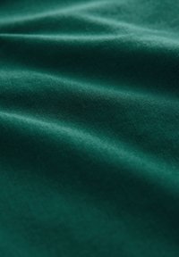 Tissu doux vert foncé avec des plis subtils et une surface lisse légèrement texturée sous un éclairage doux.
