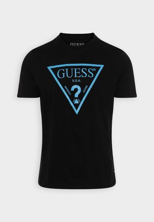 Guess REFLECTIVE LOGO TEE - T-shirts med print - jet black