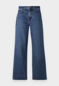 Curve Love Mid Rise Slouchy Jean - Wide Leg - dark raw hem