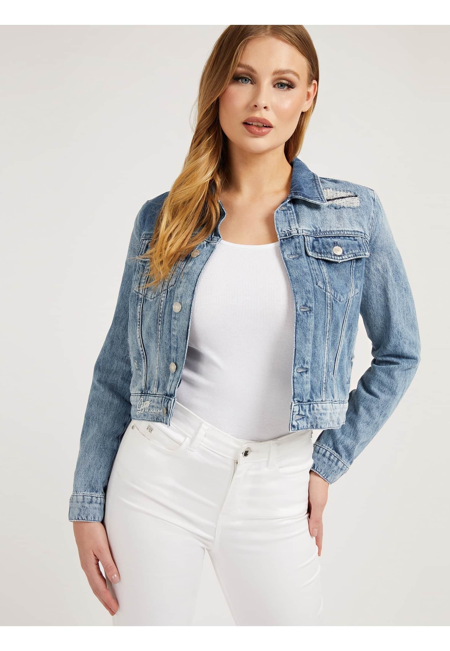denim and pearl jacket