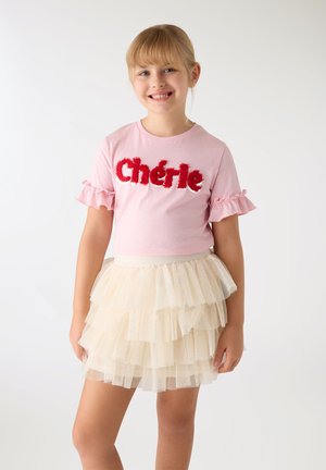 Terranova, CON SCRITTA E MANICHE A BALZE - T-shirt con stampa - rosa confetto