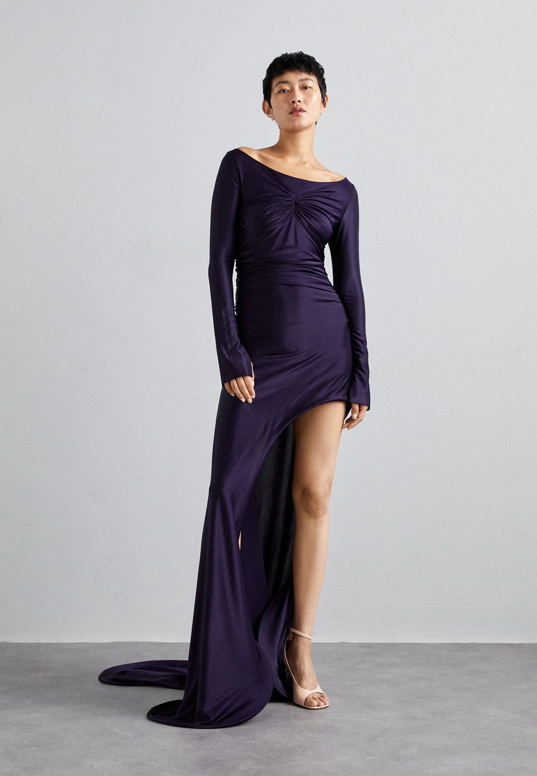 blackberry formal dress Afina Short Sleeve Gown