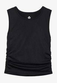 CROPPED SLEEVELESS TOP WITH SIDE RUCHING - Top - black