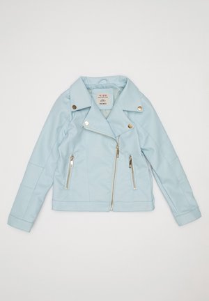 Imiteret læderjakke - light blue