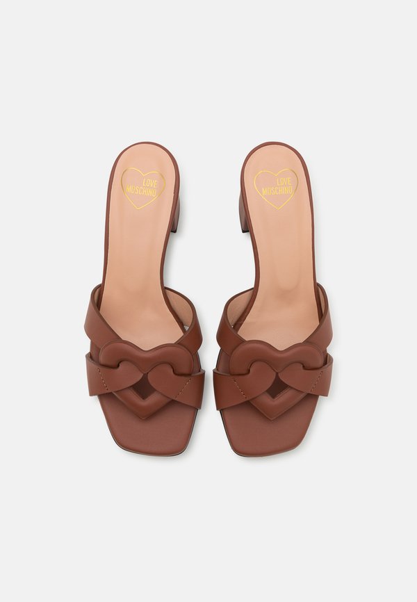 FILLED HEART - Heeled mules - cammello3