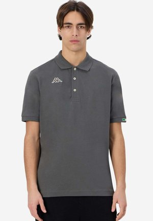 Polo shirt grigio scuro in cotone. Caratterizzato da un colletto classico, pattina con tre bottoni e logo ricamato sul lato sinistro del petto. Maniche corte.