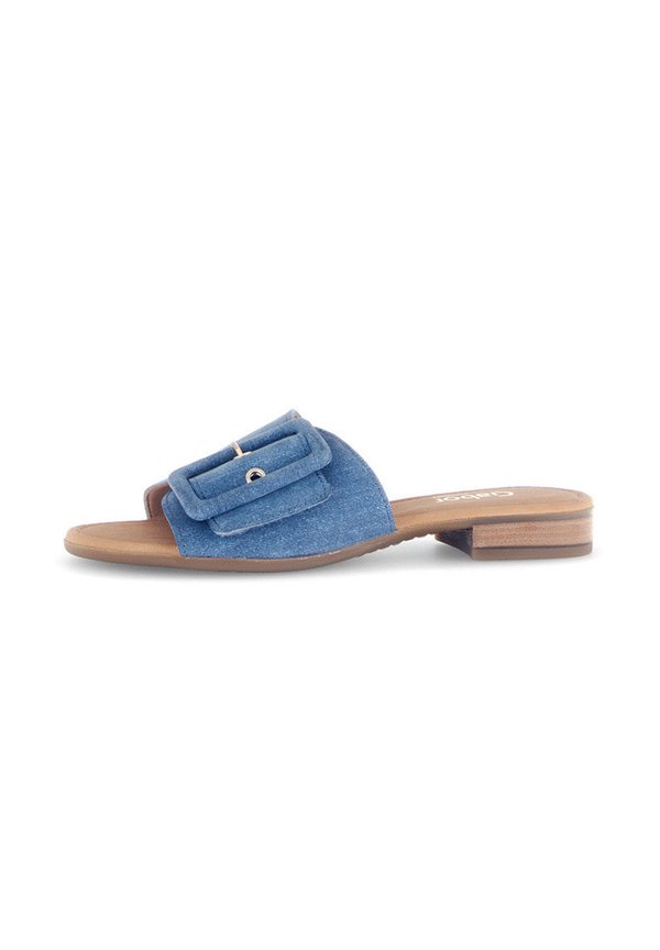 Pantolette flach - blau