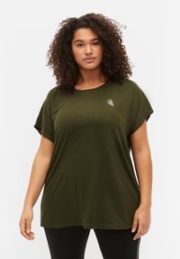 Active by Zizzi KURZARM - Basic T-shirt - forest night
