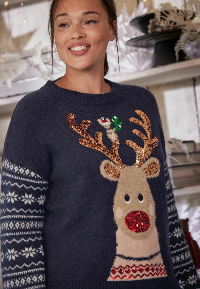 Next CHRISTMAS - Jumper - navy blue reindeer/blue - Zalando.de