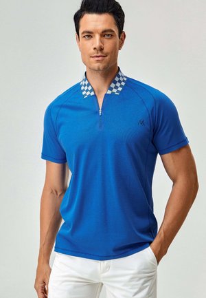 CHECKERED COLLAR - T-Shirt basic - blue