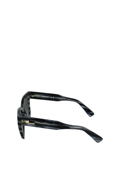 Czarne okulary przeciwsłoneczne z acetatu o matowym wykończeniu, kwadratowym kształcie i złotych metalowych akcentach na zausznikach. Gładka tekstura z minimalistycznym designem.
