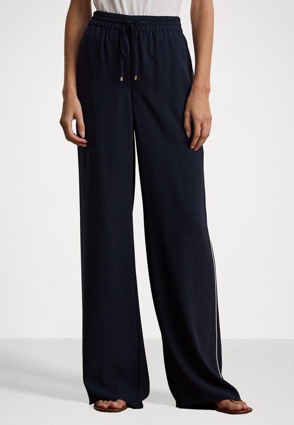 SIDE STRIPE GEORGETTE WIDE LEG PANT - Trousers