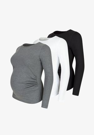 3 PACK - T-shirt à manches longues - schwarz weiß dunkelgrau