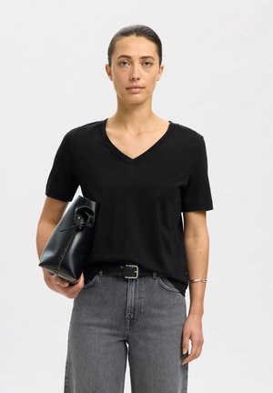 Selected SLWESSENTIAL - T-paita - black