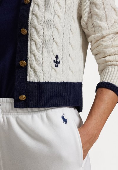 Polo Ralph Lauren CABLE-KNIT CASHMERE CARDIGAN - Kardigán - cream/hunter navy multi