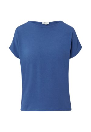 Blauw t-shirt met korte mouwen van zachte katoen, voorzien van een ronde halslijn en een losse pasvorm zonder zichtbare patronen of accenten.
