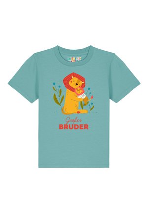 LÖWEN GROSSER BRUDER - T-shirt print - teal monstera
