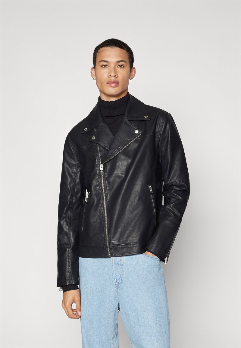 Only & Sons ONSASHER BIKER  - Faux leather jacket - black