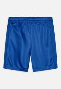 Sinised sportlikud lühikesed püksid, mis on valmistatud siledast ja kerge kangast. Omavad elastset vöökohta ja külgmisi puuvillase võrgu paneele, et tagada hingavus.