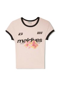 Bershka SHORT SLEEVE WITH CONTRAST - Potiskana majica - light pink